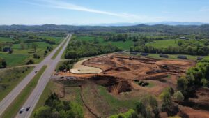 Aerial view of Cara Villa community site along Highway 321 in Lenoir City, TN