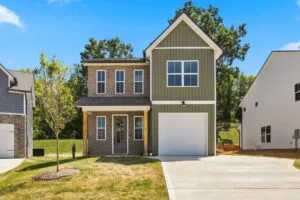 Front exterior of a new Turner Homes townhome at Luna Ridge in Lenoir City, TN