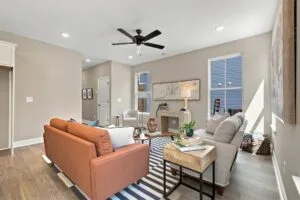 Living room open to the kitchen at Luna Ridge in Lenoir City, TN