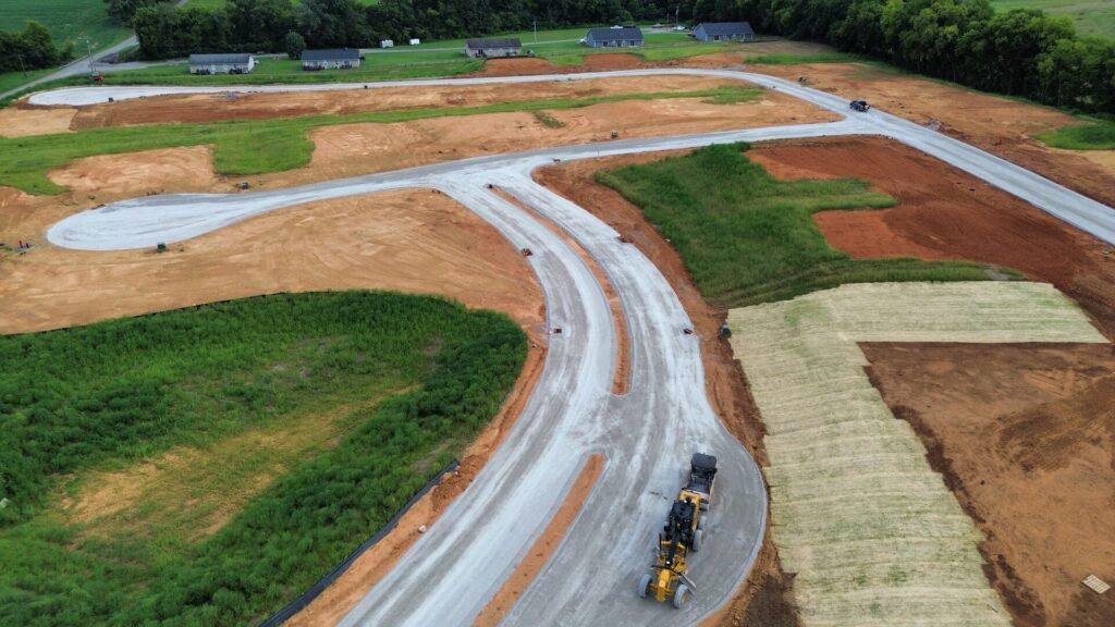 Road construction and site work underway at Cara Villa in Lenoir City, TN