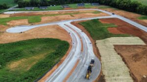 Road construction and site work underway at Cara Villa in Lenoir City, TN